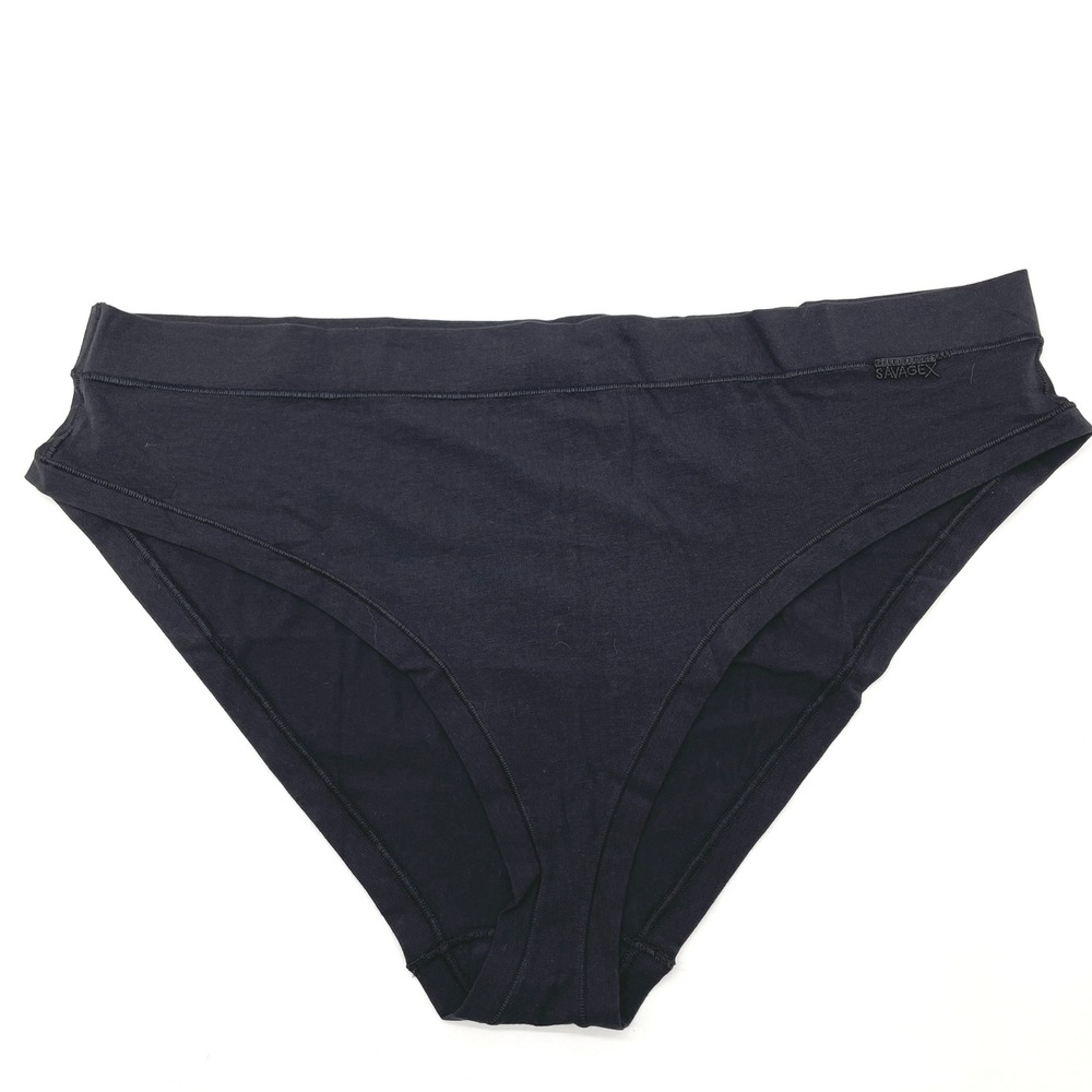 Savage X Fenty Womens Underwear 3X High Leg Brief Black Cotton Essentials Cheeky